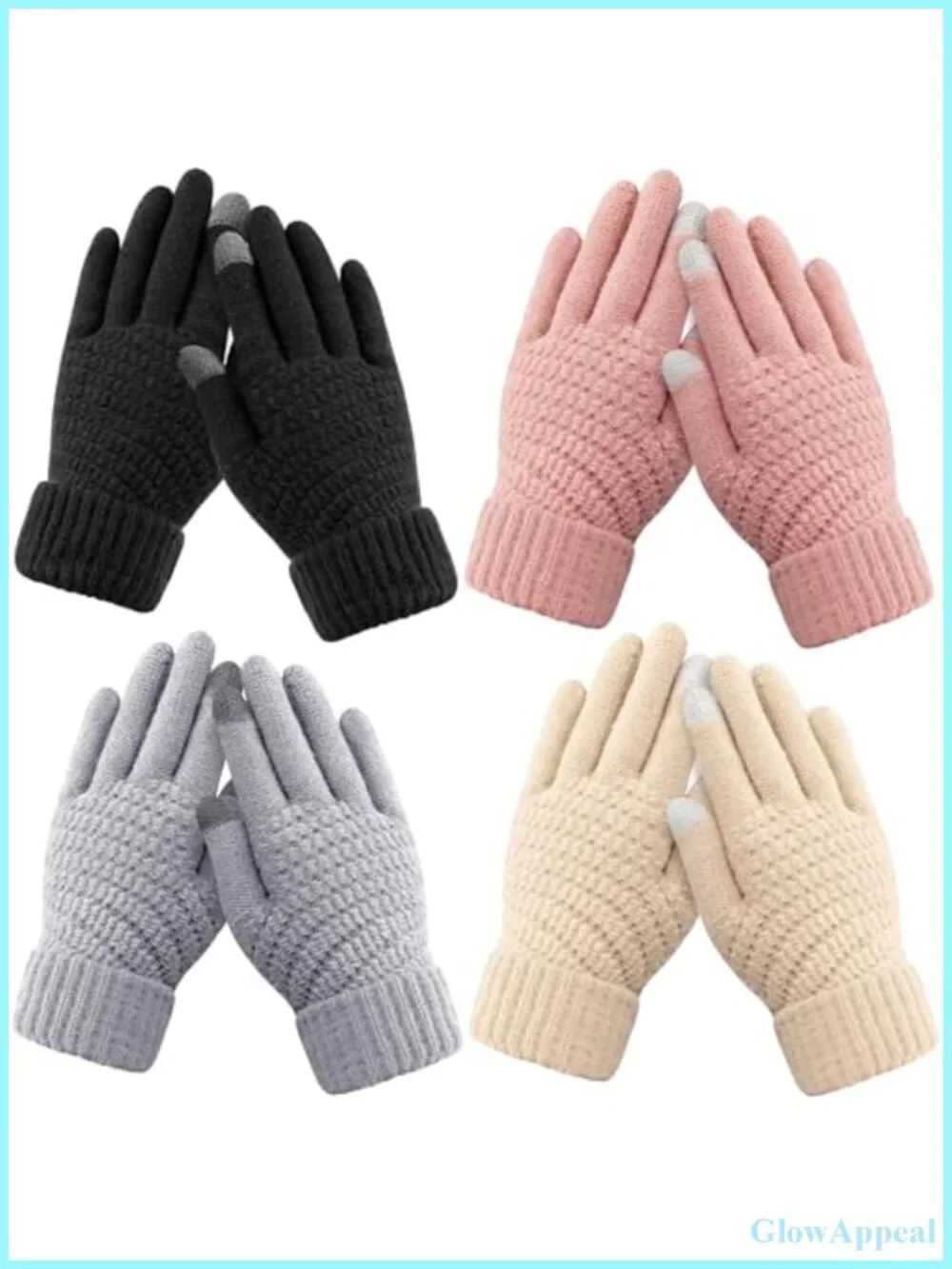 Women's Winter Gloves 4 Pack Touchscreen Acrylic Knit Gloves Fleece Lined